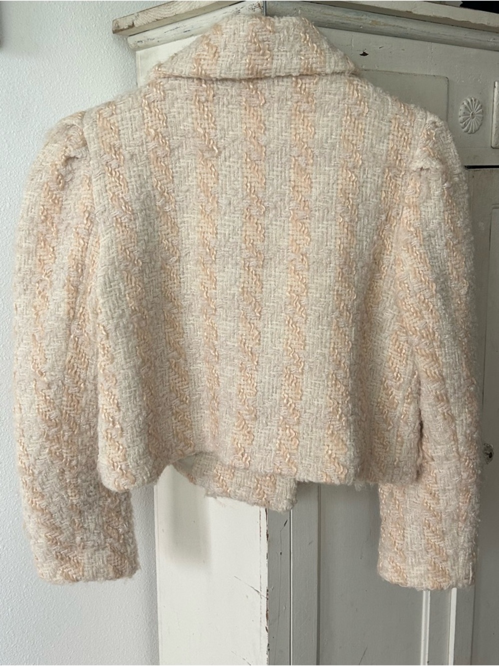 LoveShackFancy | Women’s ‘Harvest White’ Tweed Pearl-Button Cropped Jacket Sz 12 - Picture 4 of 16